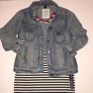 Like New J. Crew Distressed Jean Jacket XS